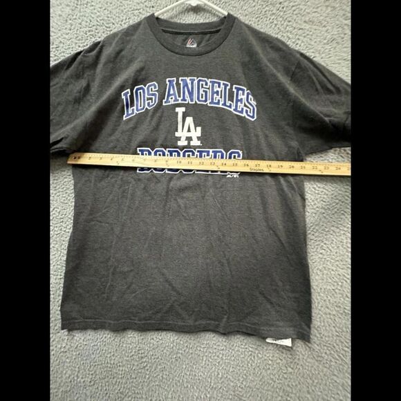 Los Angeles Dodgers T Shirt Mens Large Gray Short Sleeve Crew Neck Majestic - Picture 6 of 8